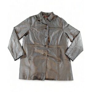 Phase Two Leather Coat Mens XXLT Button Front Workwear Rugged Warm Casual Jacket